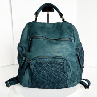 Teal Blue Leather Backpack Jerry