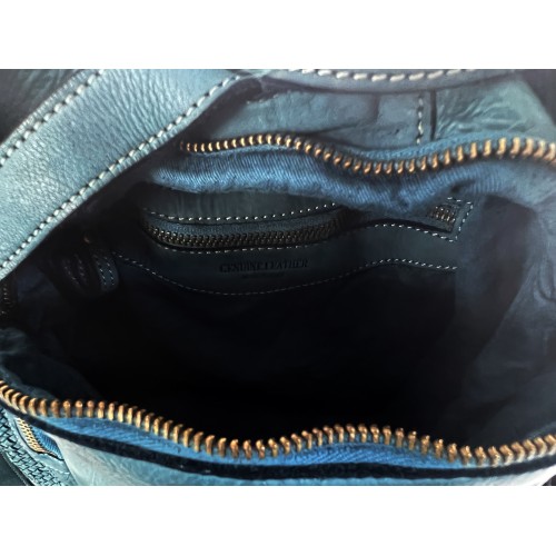 Teal Blue Leather Backpack Jerry