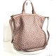 Handcrafted Baby Pink Washed Woven Leather Tote Bag Kaila