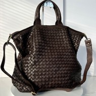 Rustic Charm Handcrafted Dark Brown Leather Tote Crossbody Kaila