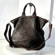 Rustic Charm Handcrafted Dark Brown Leather Tote Crossbody Kaila