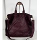 Red Wine Washed Woven Leather Tote crossbody Kaila