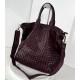Red Wine Washed Woven Leather Tote crossbody Kaila