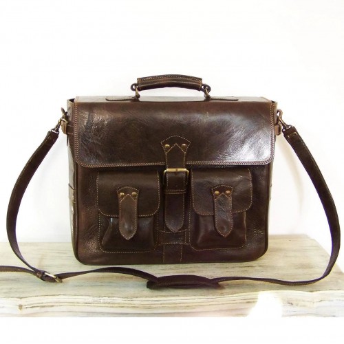 leather briefcase Maor handcrafted messenger bag