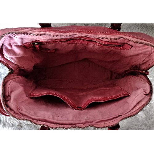 Prinz red wine leather satchel shoulder briefcase crossbody bag