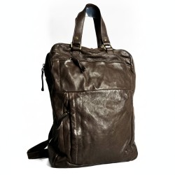 Roni Dark Brown Distressed Leather Top Handle Backpack Roni Dark Brown Distressed Leather Top Handle Backpack