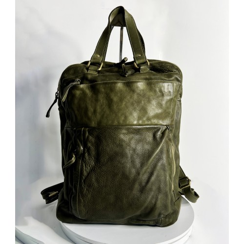 Leather Backpack Military Green Roni