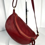 Cherry Red Leather Belt Bag Simon Vibrant Italian Leather