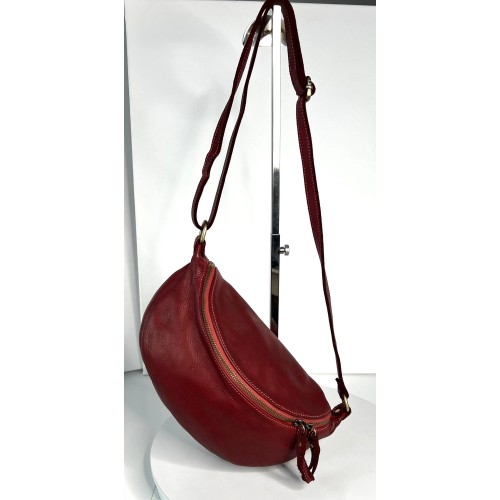 Cherry Red Leather Belt Bag Simon Vibrant Italian Leather