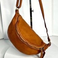 Cognac Leather Belt Bag Warm Italian Crossbody Simon