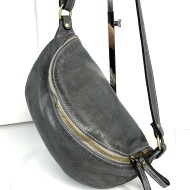 Grey Leather Belt Bag Simon Contemporary Style