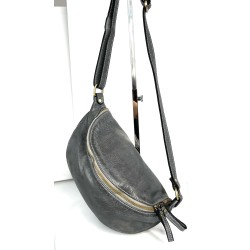 Grey Leather Belt Bag Simon Contemporary Style