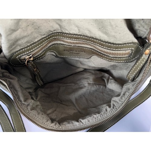 Military Green Leather Belt Bag Italian Crossbody Simon