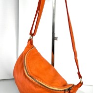 Orange Belt Bag Energetic Italian Leather Crossbody Simon