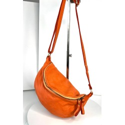 Orange Belt Bag Energetic Italian Leather Crossbody Simon