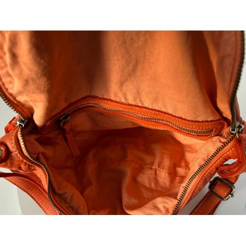 Orange Belt Bag Energetic Italian Leather Crossbody Simon