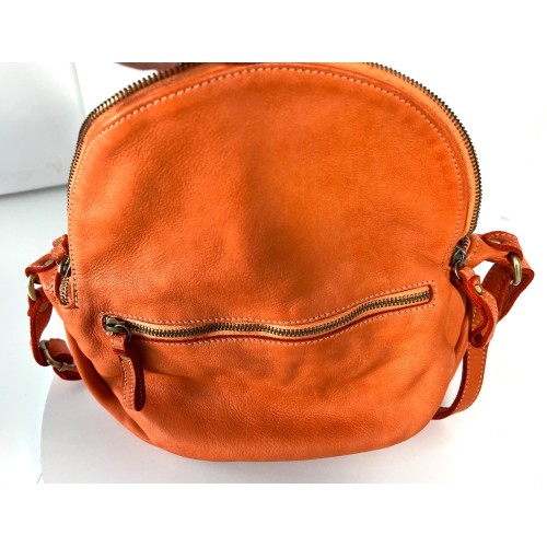 Orange Belt Bag Energetic Italian Leather Crossbody Simon