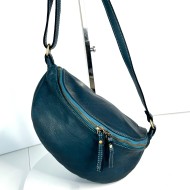 Teal Blue Leather Belt Bag Simon Ocean-Inspired Style