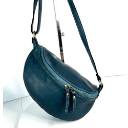 Teal Blue Leather Belt Bag Simon Ocean-Inspired Style