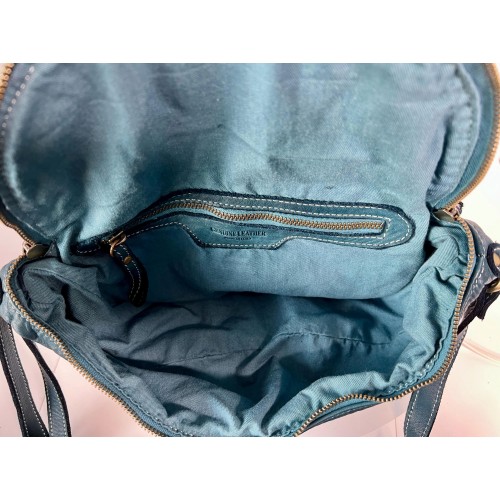 Teal Blue Leather Belt Bag Simon Ocean-Inspired Style