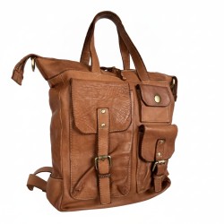 Stella Cognac Washed Leather Convertible Backpack Stella Cognac Washed Leather Convertible Backpack