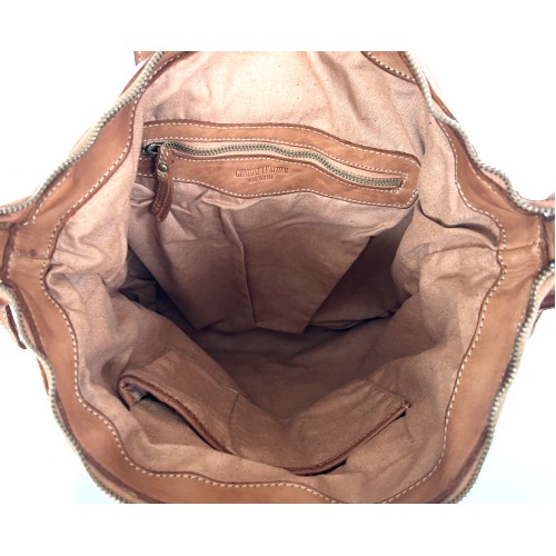 Cognac Leather Convertible Backpack Tote Stella