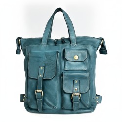 Stella Teal Blue Washed Leather Convertible Bag Stella Teal Blue Washed Leather Convertible Bag