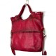 Victoria Cherry Red Washed Leather Foldover Tote Bag