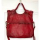 Victoria Cherry Red Washed Leather Foldover Tote Bag