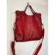 Victoria Cherry Red Washed Leather Foldover Tote Bag