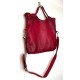 Victoria Cherry Red Washed Leather Foldover Tote Bag