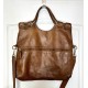 Victoria Cognac Brown Italian Leather Foldover Tote Bag