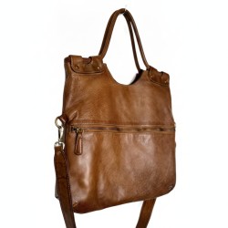 Victoria Cognac Brown Vintage Leather Foldover Tote Victoria Cognac Brown Vintage Leather Foldover Tote