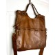 Victoria Cognac Brown Italian Leather Foldover Tote Bag