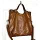 Victoria Cognac Brown Italian Leather Foldover Tote Bag