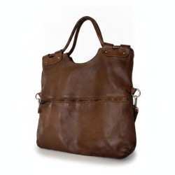 Victoria Dark Brown Espresso Leather Foldover Tote Bag