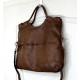 Victoria Dark Brown Espresso Leather Foldover Tote Bag