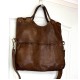 Victoria Dark Brown Espresso Leather Foldover Tote Bag