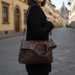 Victoria Dark Brown Espresso Leather Foldover Tote Bag Victoria Dark Brown Espresso Leather Foldover Tote Bag