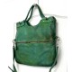 Victoria Green Washed Italian Leather Foldover Tote Bag