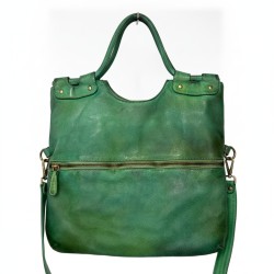 Victoria Green Washed Leather Foldover Tote Bag Victoria Green Washed Leather Foldover Tote Bag