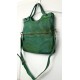 Victoria Green Washed Italian Leather Foldover Tote Bag