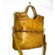 Victoria Mustard Yellow Italian Leather Foldover Tote Bag