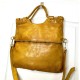 Victoria Mustard Yellow Italian Leather Foldover Tote Bag