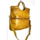 Victoria Mustard Yellow Italian Leather Foldover Tote Bag